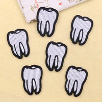 2pcs cartoon tooth pathes diy patch cute embroidery applique iron on transfers for clothing child clothes stickers wholesale