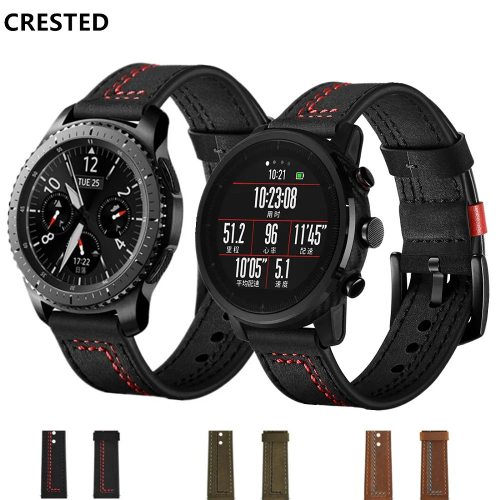 Кожаный ремешок Gear S3 frontier для Samsung Galaxy watch 46 мм 22 часов correa amazfit gtr 47 huawei gt|Ремешки