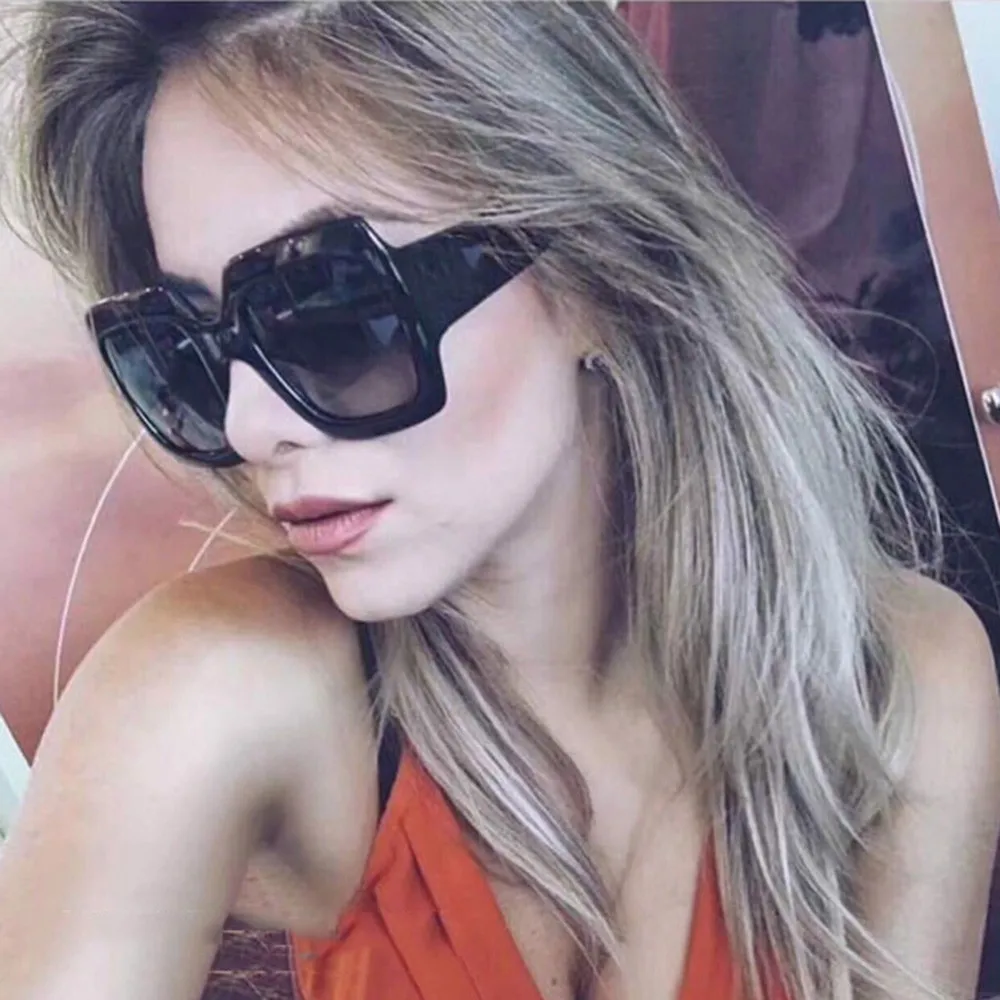 

ack Square Oversized Sunglasses Women Big Frame Colorful Sun Glasses Female Mirror Oculos Unisex Gradient Hip Hop Shades
