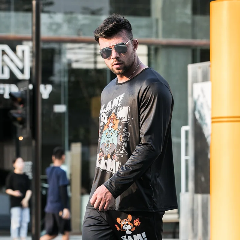

Plus size men's clothing autumn and winter fat men fashion cartoon print sports casual plus size sweater