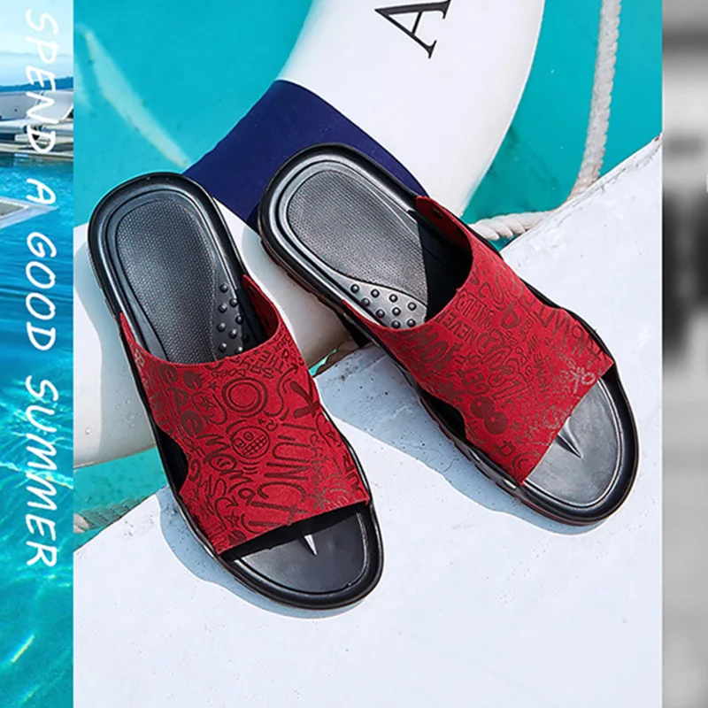 Сандалии KA1330 мужские кожаные повседневные пляжные шлепанцы плоская подошва для