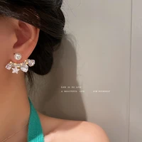 925 silver earrings pearl zircon love five pointed star earrings fashion earrings womens jewelry girls gifts