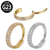 g23 titanium two row zircon septum clicker hoop nose stud hinged segment ear tragus cartilag helix piercing nose ring jewelry