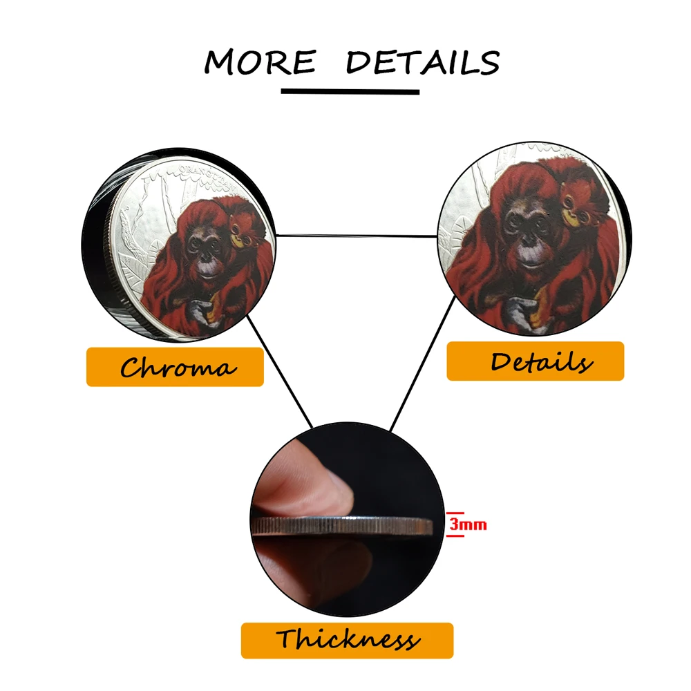 

RH Silver Plated Pattern Orangutan Animal Coin Elizabeth II Commemorative Coins Collectibles For Collection
