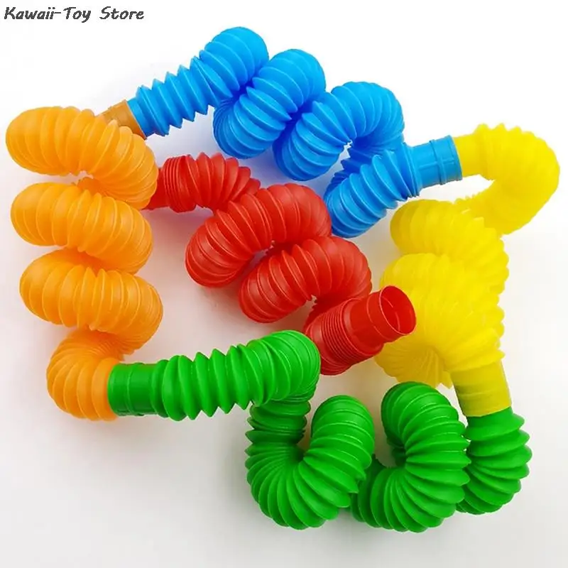 Mini tubos sensoriales para adultos y ni&ntilde;os, juguete antiestr&eacute;s para aliviar el estr&eacute;s, pl&aacute;stico, fuelle, 5 uds.-5