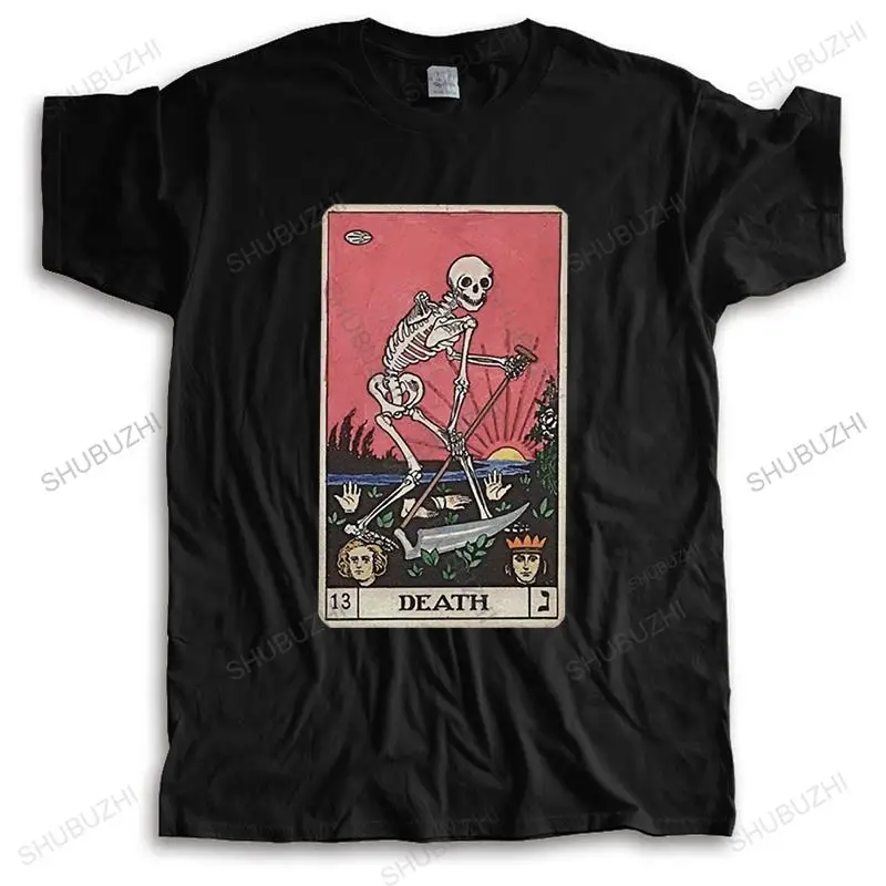 

Футболка мужская хлопковая с коротким рукавом, отдых с черепом из фильма «Таро смерти», жуткий скелет на Хэллоуин, экстравагантная майка