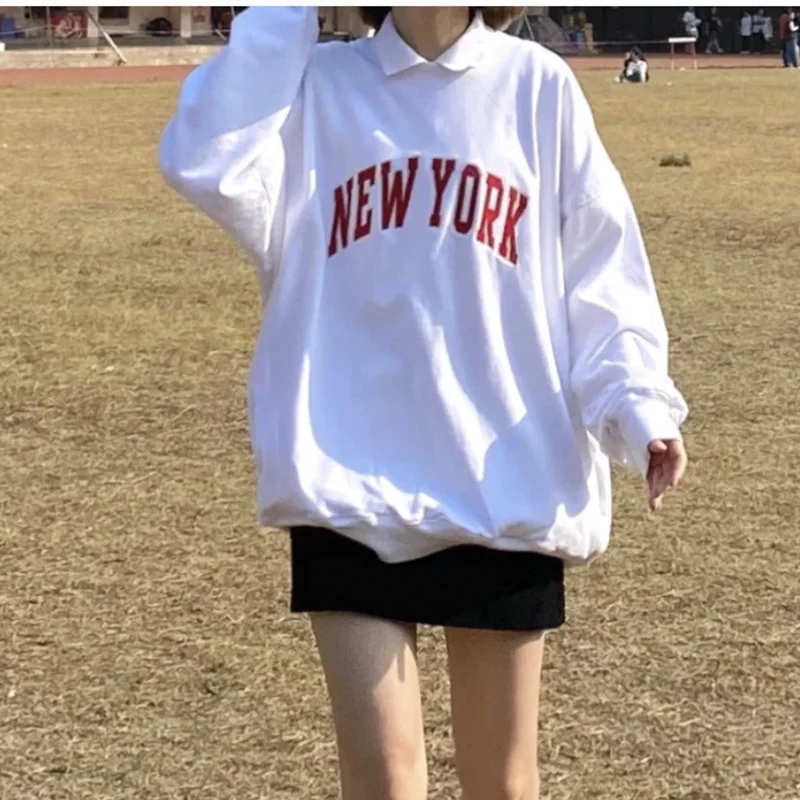 

2021 Autumn Brand Preppy Style Casual Women Sweatshirt Embroidery Long Sleeve Loose Pullovers Female Onesize Sports Sweatshirts