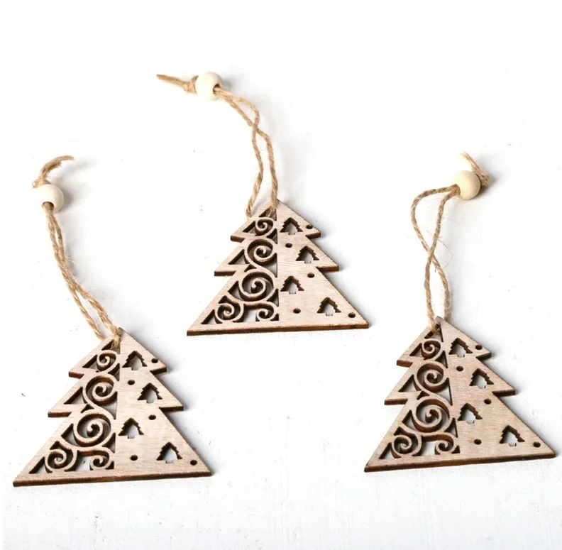 3 шт./компл. винтажные рождественские деревянные Подвески украшения DIY поделки