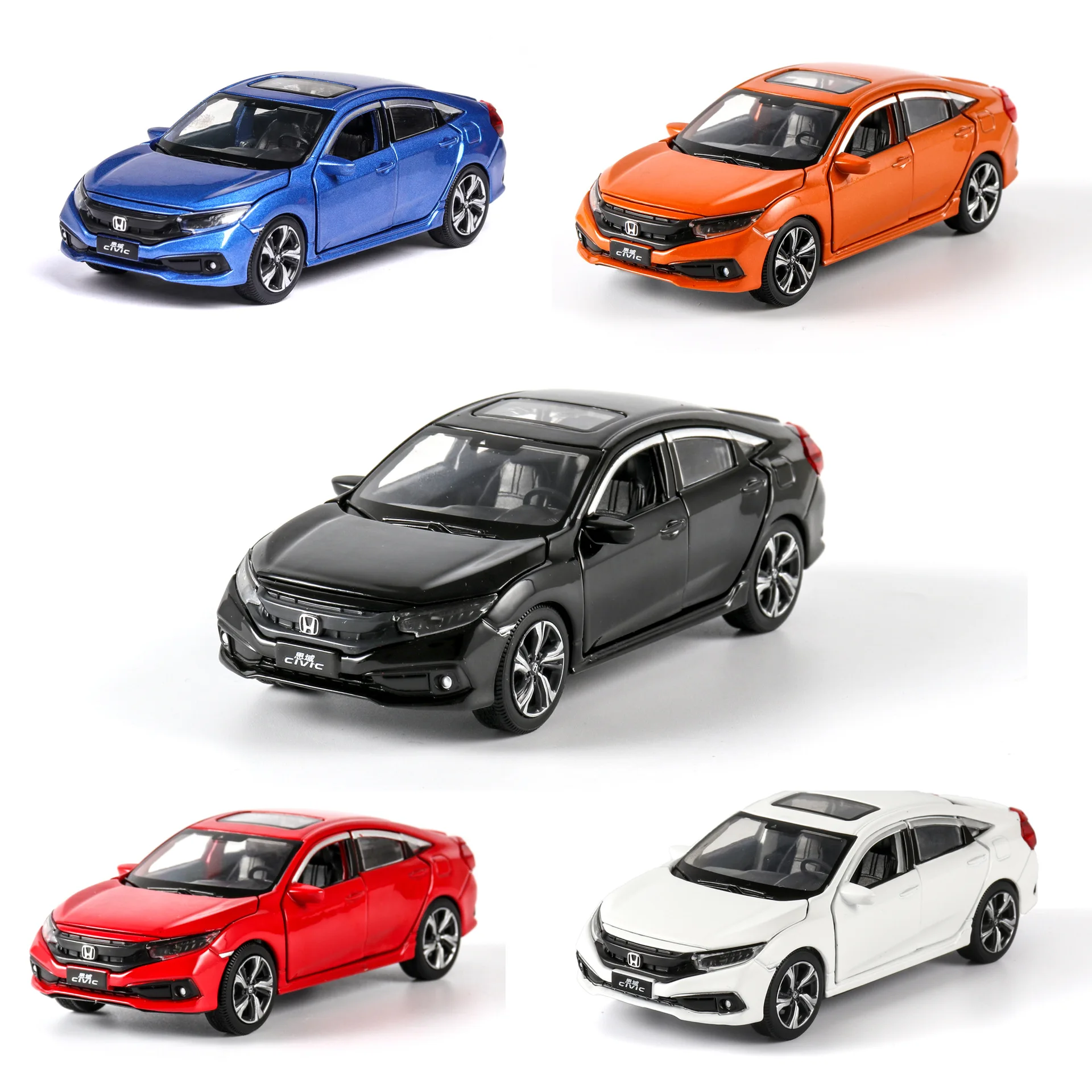 1:32 Honda Civic со звуком и светильник открывающая дверь сплав детская игрушка модель