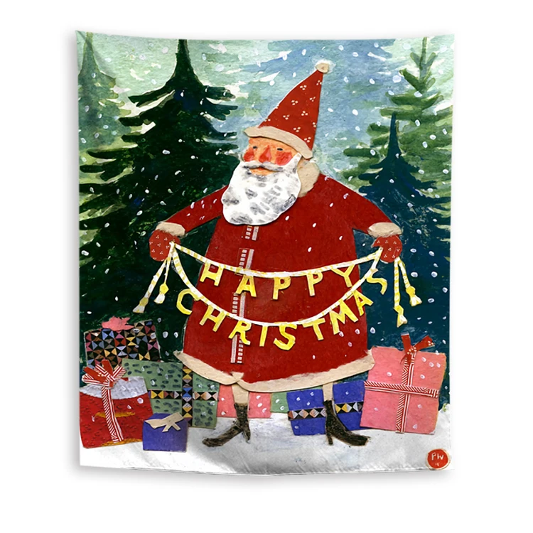 

Cartoons Christmas Tapestry Nordic Color Handmade Cotton Living Room Decoration Tapestry Wandteppich Home Textile DB60GT