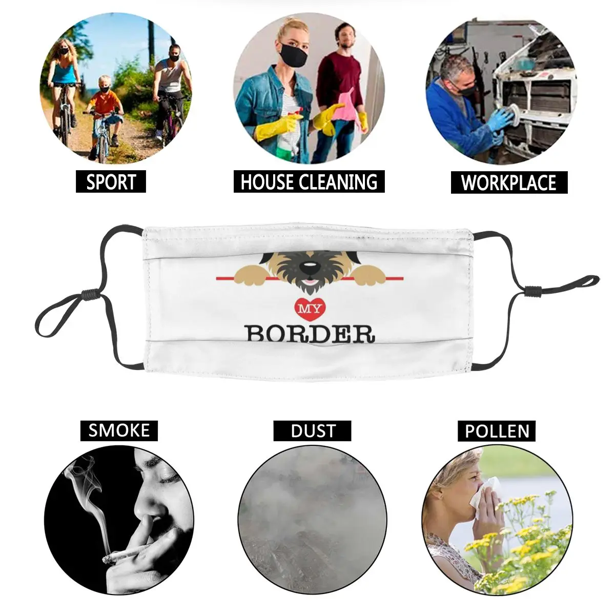 

Border Terrier Non-Disposable Mouth Face Mask Dog Lover Anti Haze Dust Mask Protection Mask Respirator Mouth Muffle