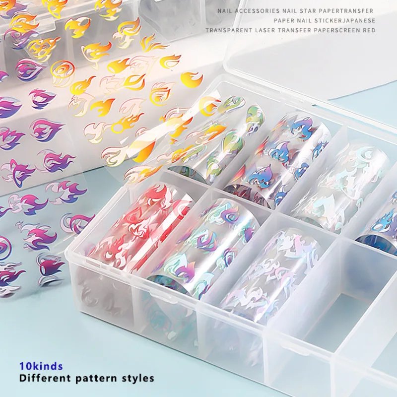 

Flame Star Paper Ins Laser charms stickers nails art decorations Manicure nailart water decals Transfer foil Paste tools DIY