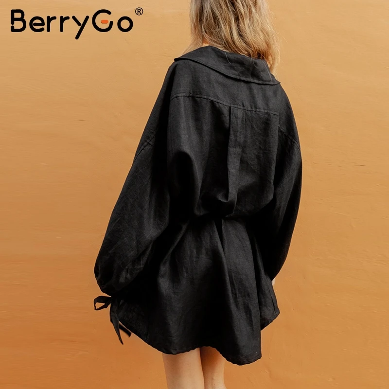 BerryGo японский стиль v-образным вырезом женское Хлопковое платье однотонные ленты