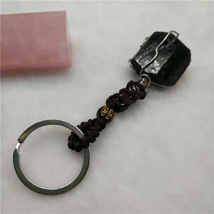 Мужской новый классический ручной работы Природный турмалиновый камень брелок