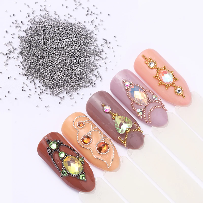 1 коробка 3D украшения для ногтей циркониевые Стальные Бусины разноцветные шары