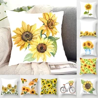sunflower plants pattern decorative cushions pillowcase polyester cushion cover throw pillow sofa decoration pillowcover