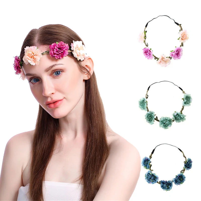 22style New Elegant Wedding Headband Sweet Bride Rose Flower Crown Fashion Women Beach Travel Hair Wreath Party Accessories | Дом и сад