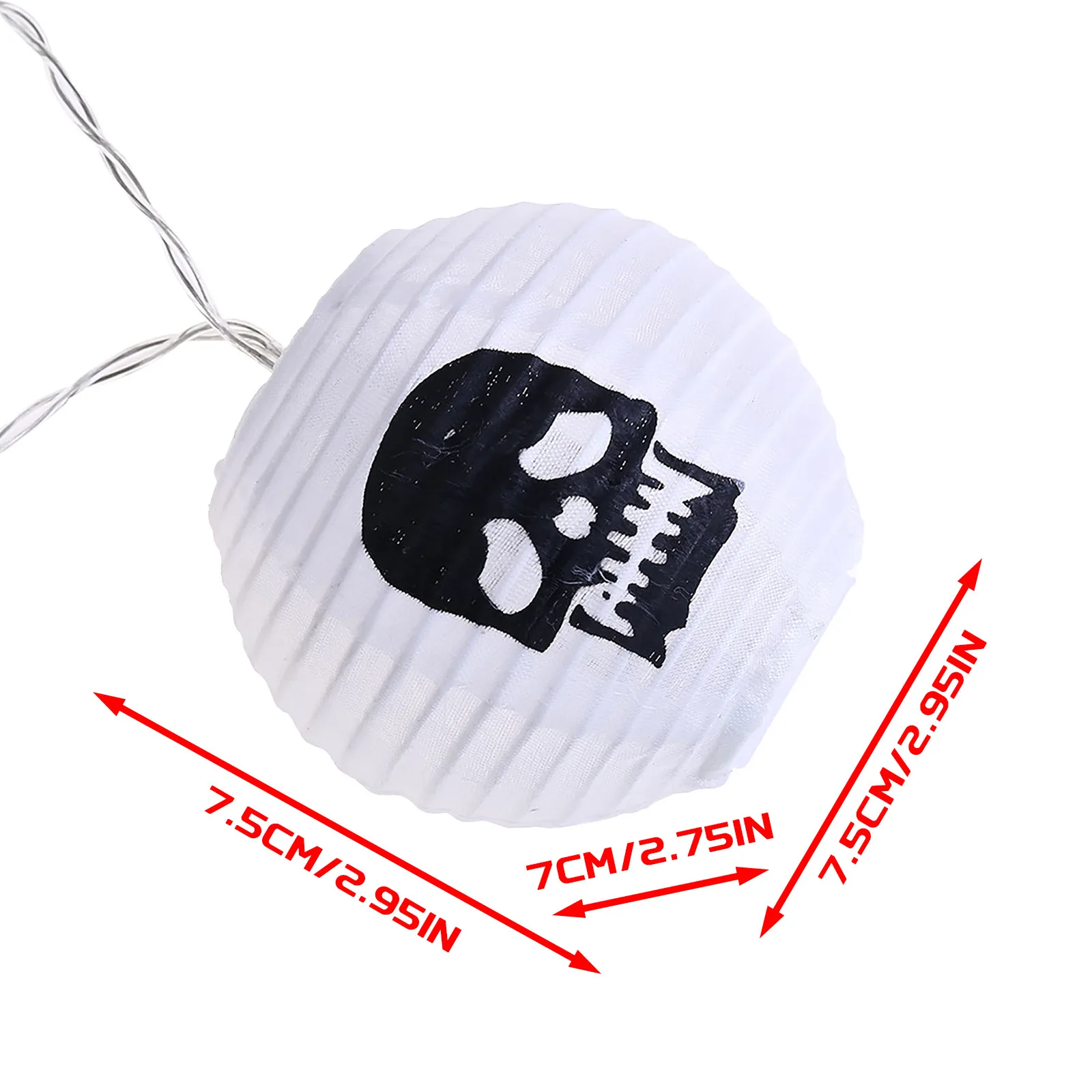

10LED Halloween Luminous Paper Lantern Telescopic Portable Skull Lantern Ghost Christmas Garland Lights Fiber Optic Fairy String