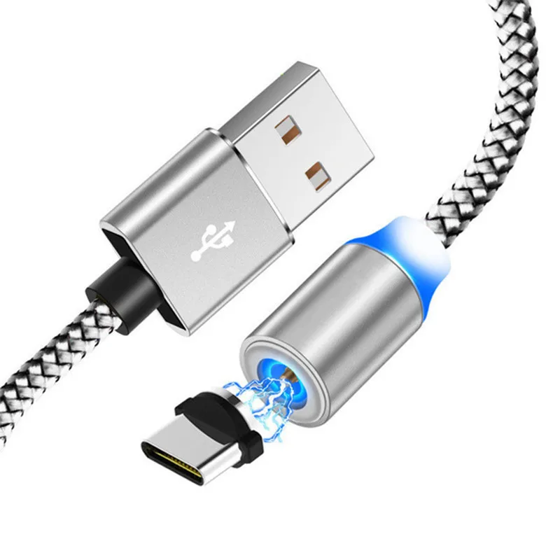 Быстрый Магнитный зарядный кабель для Xiaomi mi CC9 CC9E A3 6X9 T usb-кабель для зарядки телефона красный mi 4 Prime 4X5 Plus 5A 6A 7A Note 8 7 Pro - Цвет: Silver Type C Cable