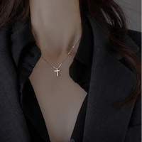 female cross pendants dropshipping soild 925 sterling silver crystal jesus cross pendant necklace jewelry for women wholesale
