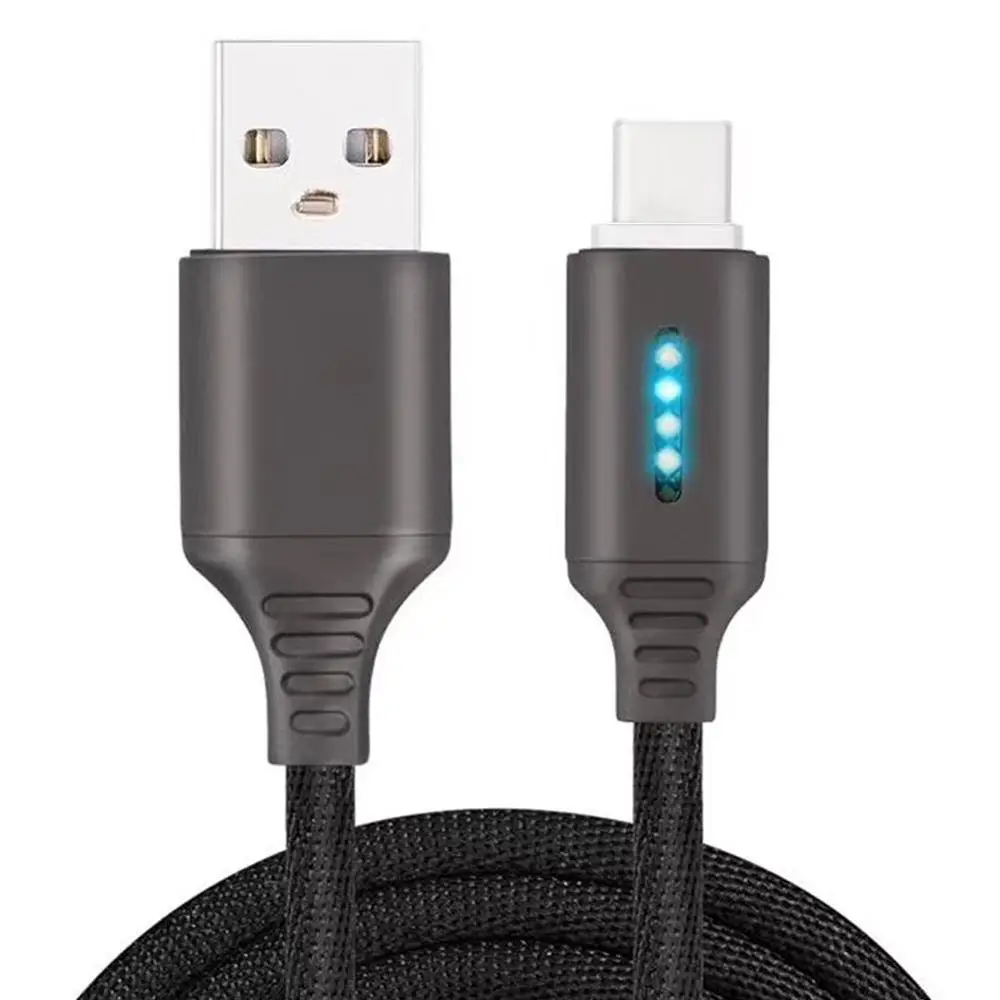 Черный 1 м автоматическое отключение светодиодный USB кабель зарядное устройство для тип-c Android для huawei iPhone XS MAX XR Быстрая зарядка для мобильного телефона шнур для передачи данных - Цвет: Черный