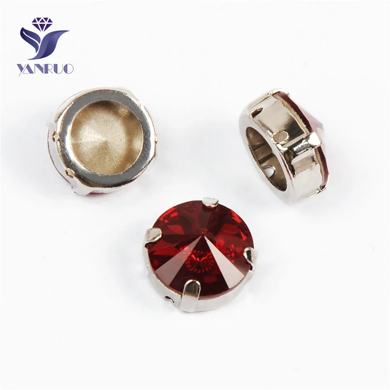 Light Siam Yanruo 1122 стакан Rivoli Strass хрустальные маскарадные камни металлическая установка DIY заостренный назад пришить стразы для поделок - Цвет: Light Siam