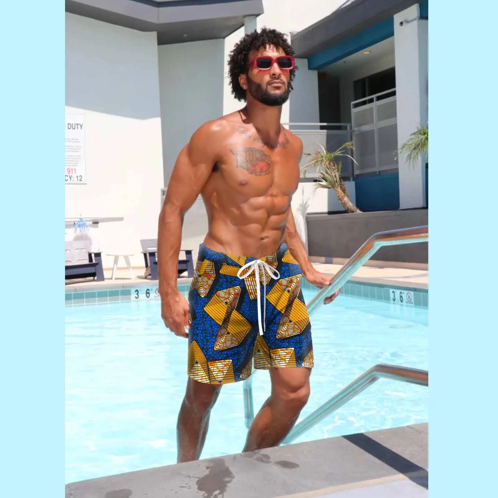 

African Print Shorts For Men Dashiki Short Pants Fashion Summer Clothing Cotton Wax Plus Size v2113001