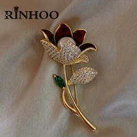 rinhoo imitation pearl flower brooches for women elegant fashion deer elk bowknot leaf flower crystal pins wedding jewelry gifts