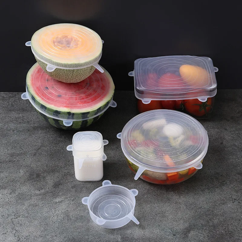 

Silicone Stretch Lids Durable Eco-Friendly Elastic Lids Reusable Heat Resistant Various Sizes Cover for Bowl - 6 Pack