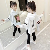 girls autumn spring striped clothing set 2pcs long sleeve cotton hooded tops pants tracksuit boutique childrens clothes outfit