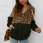 Леопардовое пальто из искусственного меха, женская зимняя теплая флисовая толстовка на молнии с капюшоном, верхняя одежда, Новое Женское пальто с имитацией меха