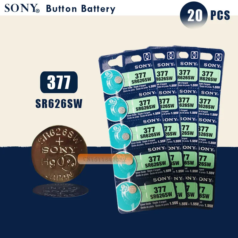Новинка от SONY 20 шт. 100% оригинал 377 SR626SW 626 SR626 V377 AG4 кнопка аккумулятора монета