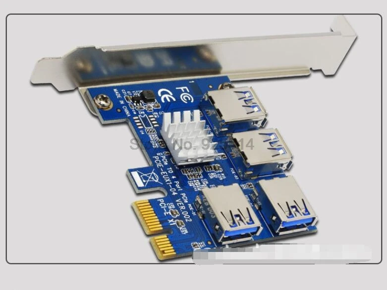 Dhl 20 шт. 4 порта USB 3.0 PCI-E Экспресс 1X до 4X конвертер Плата расширения адаптер PCIe