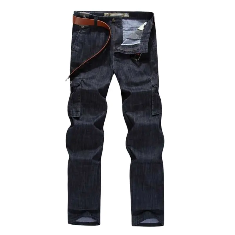 Trendy Fashion Military Jeans Denim Cargo Pants Men Cotton Loose Baggy Pockets Straight Trousers Plus Size Man Bottoms Clothing