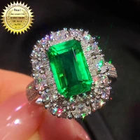 10k gold ring lab created 5ct emerald and moissanite diamond ring with national certificate em 021