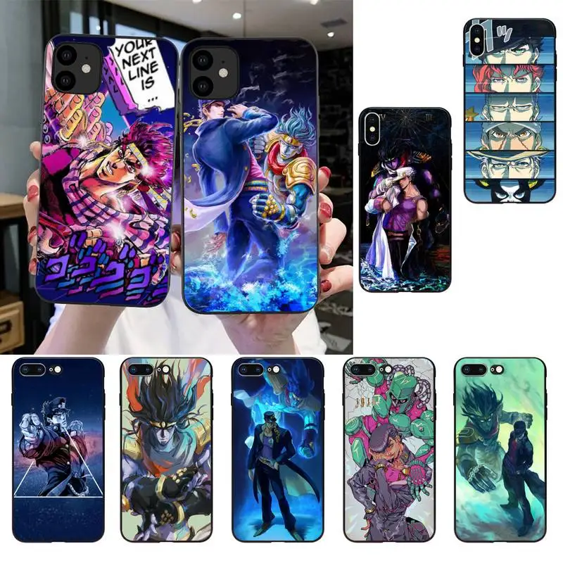 

JoJo's Bizarre Adventure Silicone Black Phone Case For iPhone SE2 11 Pro XS MAX XS XR 8 7 6 Plus 5 5S SE Case 12 mini 12proMax