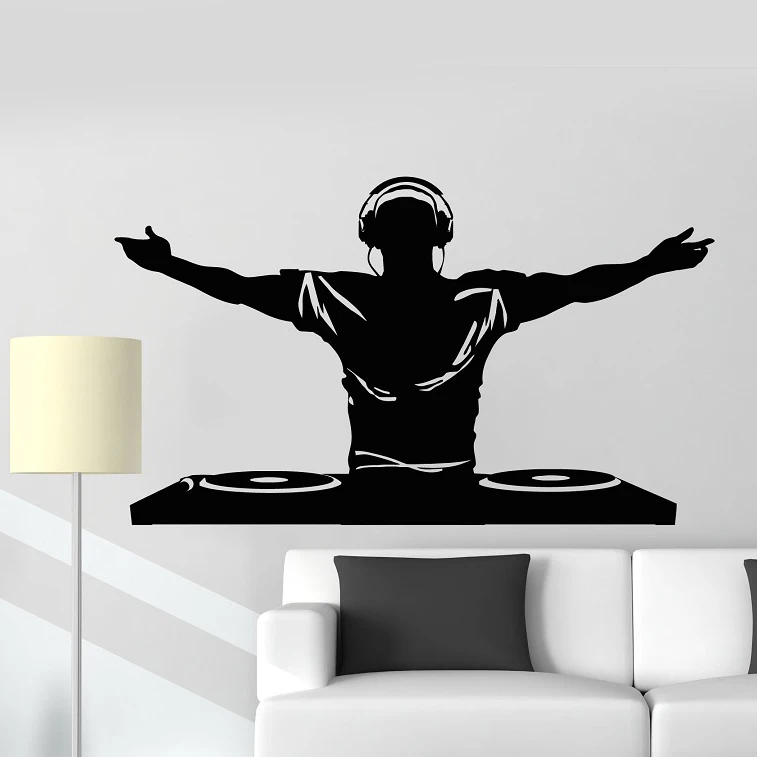 Настенные Стикеры для музыкального проигрывателя DJ украшение бара ночного клуба