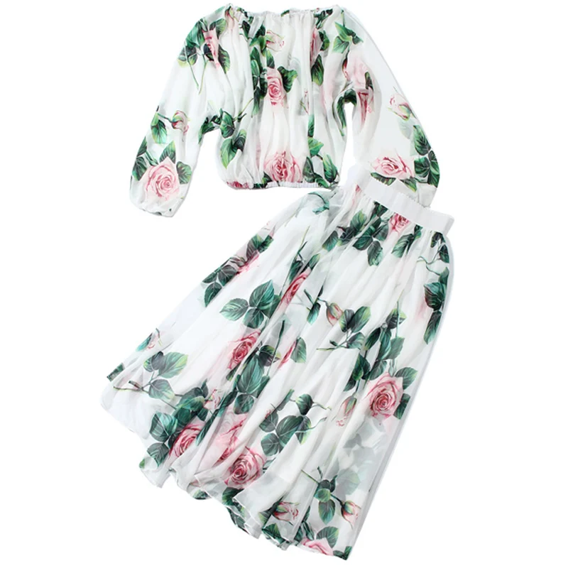 

LINGHAN Luxury Summer Women Silk Blouse Vintage Rose Print Shirt Summer New Loose Long Sleeve Sexy Slash-neck Collar Top 1 order