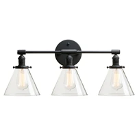 permo 3 light sconce wall mount bathroom light fixture with 7 3 inches cone clear glass canopy