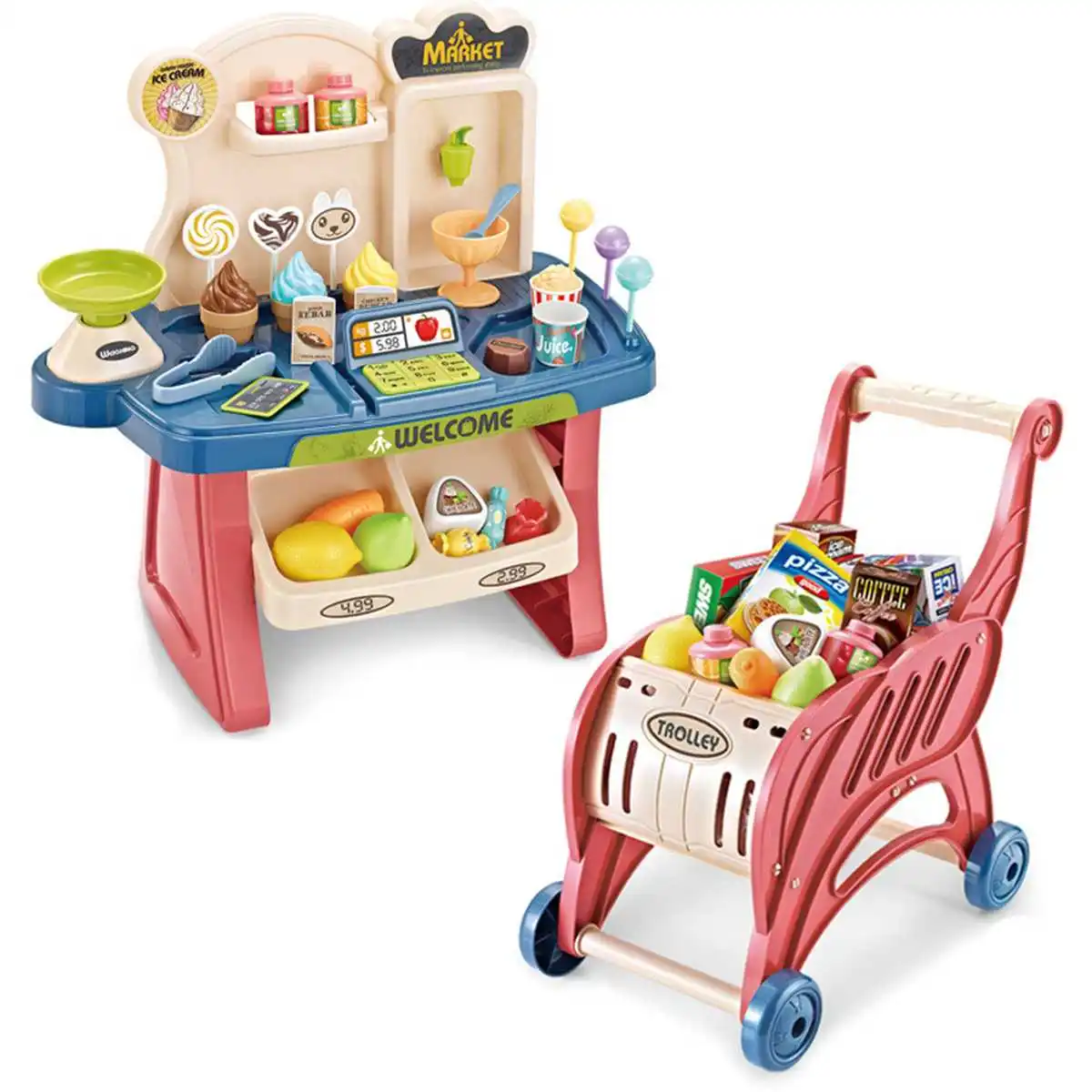 

Kids Kitchen Toy Girl Cake Birthday Miniature Food Stand Set Pretend Play Plastic Educational Toys For Children Gifts