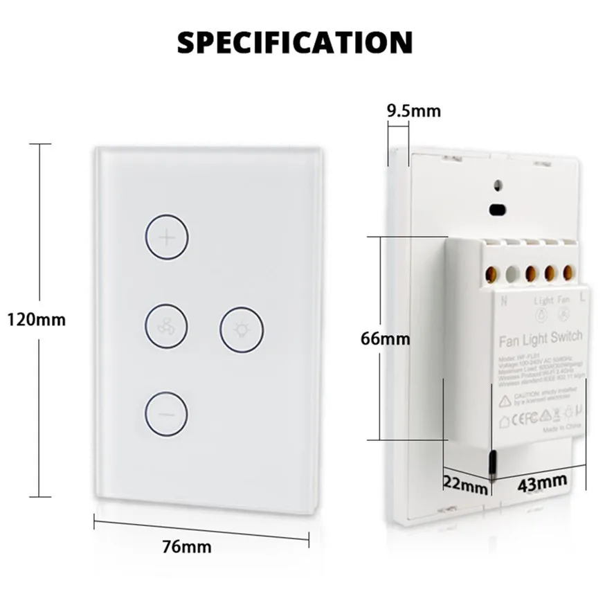 New US Smart WiFi Fan Light Switch 1PC 110V In-Wall Ceiling Lamp Home Switches 0923#30 | Обустройство дома