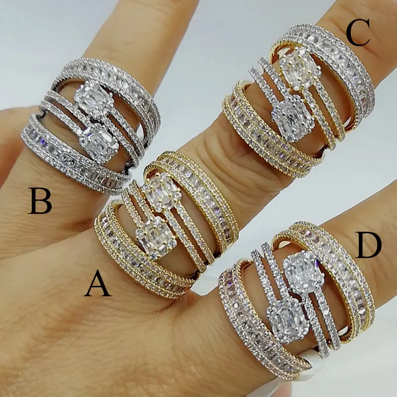 GODKI роскошный багет крест дизайн смелые массивные кольца с цирконием камни 2020