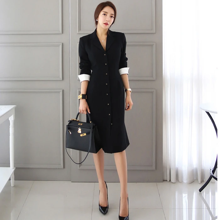 

Autumn New Arrival Women Straight Knee-length Casual Half Sleeve Slim Vestidos Autumn Office Lady Dress Clothing