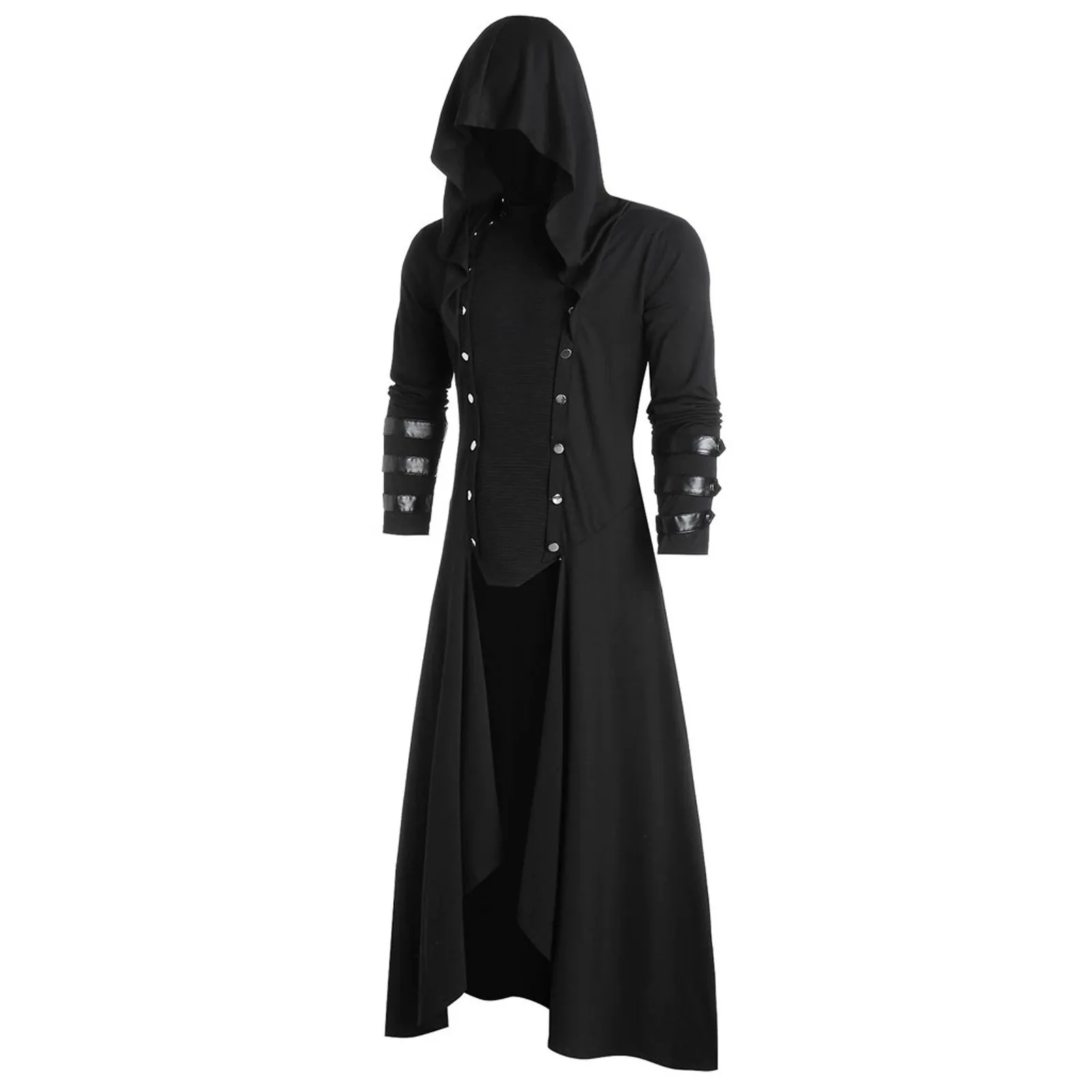 Winter Men's Windbreakers Retro Steam Punk Gothic Wind Cloak Coat Fashiona Mens Jacket Plain Cap Cardigan Men | Мужская одежда