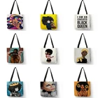 Популярные Привлекательные сумки-тоуты с принтом афро-девушки, африканская женская модная сумка, женская сумка для покупок, черная коричневая пляжная сумка через плечо для девочек-подростков