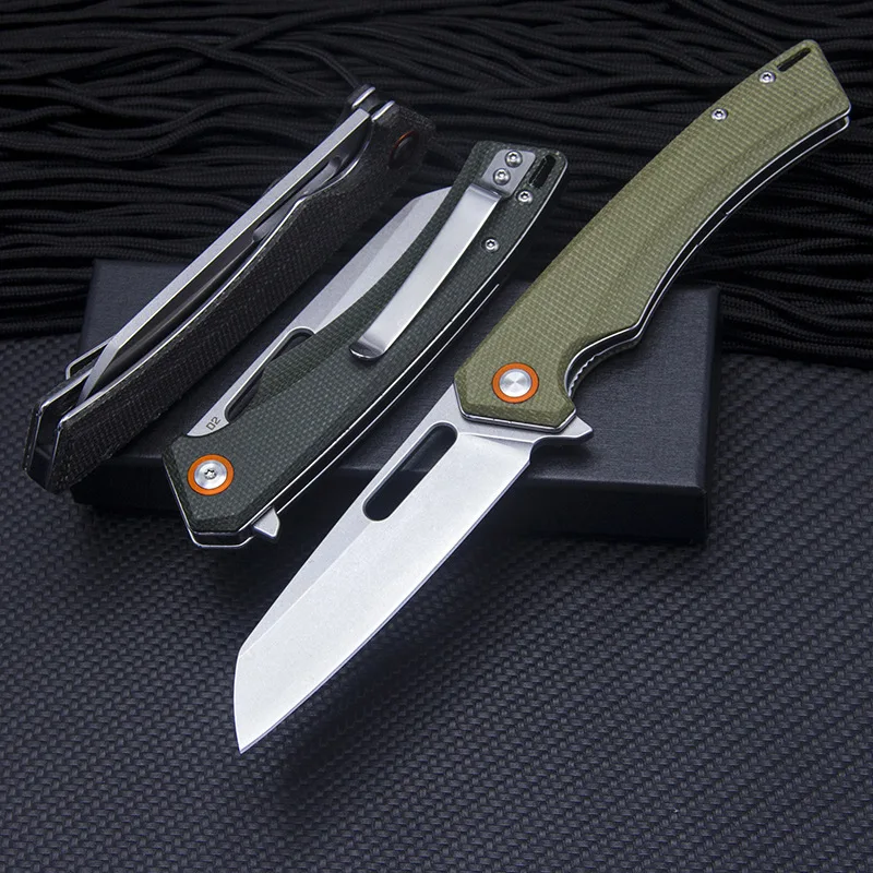 

TRSKT Flipper Folding Knife For Survival Camping Outdoor Hunting D2 Blade ,Flax Fibe Handle, Rescue Edc Tool ,Dropshipping