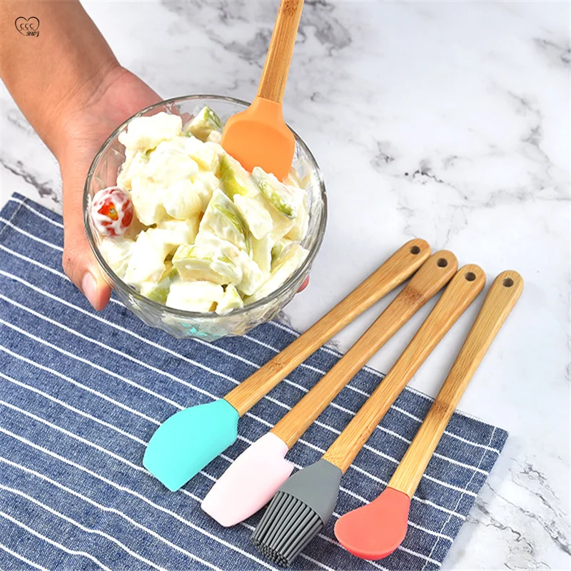 

Kitchen Accessories Supplies Mini Color Silicone 5pcs Pots Spatula Spoons Oil Brush Baking Tool for Cakes Pastry Set Home Gadget