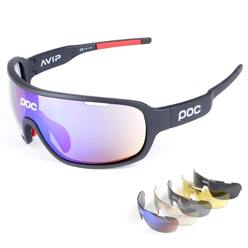 

5 Lens POC Polarized Cycling Sunglasses Men Women Sport MTB Bike Bicycle Cycling Glasses Fishing Riding Eyewear Gafas Ciclismo