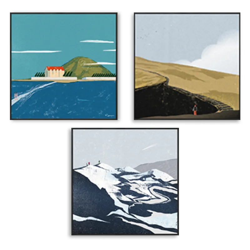 Абстрактный пейзаж ваза морской остров Снежная гора большое дерево дорога холст