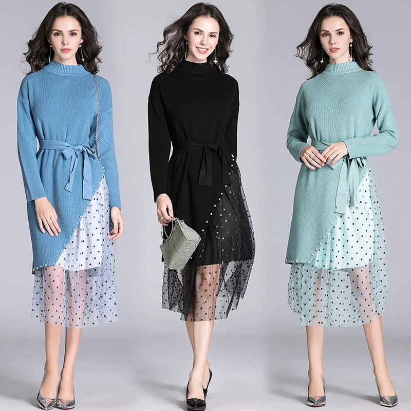 Очень сказочная длинная юбка с коленом трикотажное платье женский осенний и